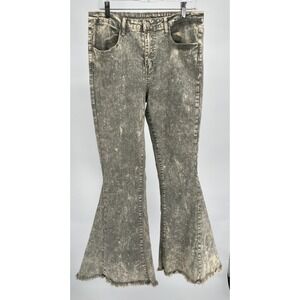 SAINTS & HEARTS Y2K Jeans High Rise Acid Wash Bell Bottom Stretchy Denim Size L